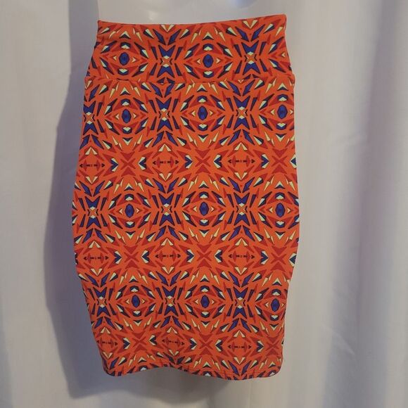 Lularoe LLR Cassie Pencil Midi Skirt Pull-On Abstract Tribal Boho Fall Print XS - Picture 2 of 7